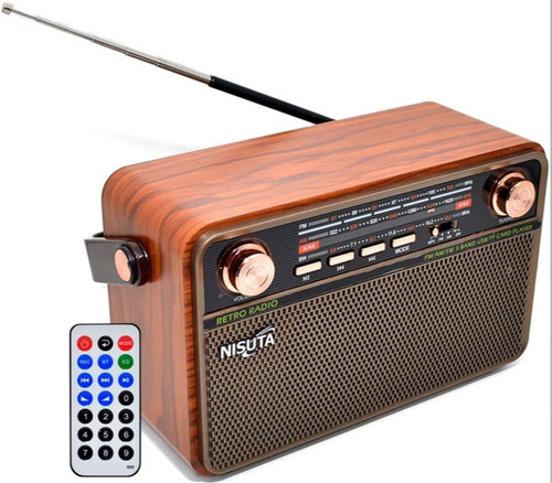 Imagen 2 de 2 de Parlante Radio Retro Nisuta Nsrv21 Bluetooth Fm/am Control F