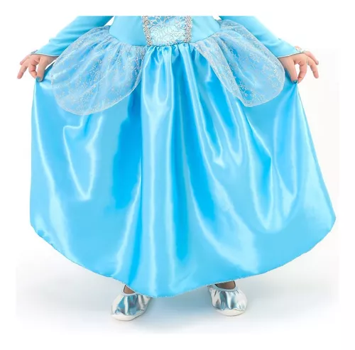 Vestido Fantasia Infantil Luxo Princesas Com Luva E Coroa