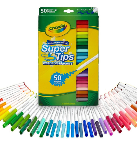 Crayola Super Tips Caja De 50 Marcadores Lavables Original