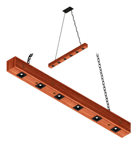 Pendente Led Perseu 12w Bivolt Madeira Maciça Com Corrente