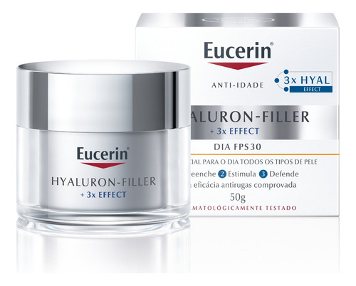Eucerin Hyaluron-filler Dia Creme Facial Antirrugas Fps 30 5 Tipo de pele Pele seca à mista