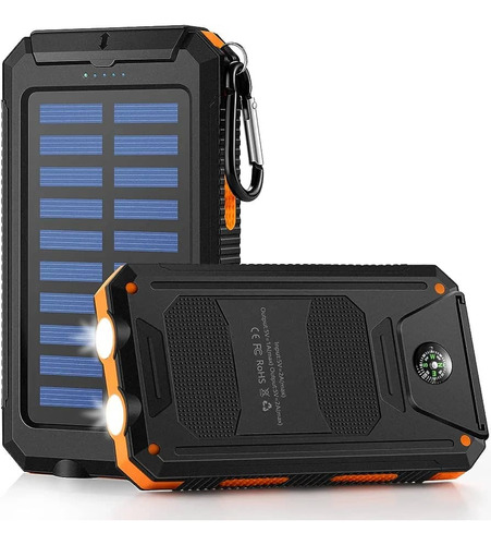 Powerbank Solar 5000mah Puerto Usb Impermeable Linterna Led