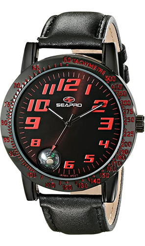 Seapro Sp5114 Raceway Reloj Analógico De Cuarzo Negro Para