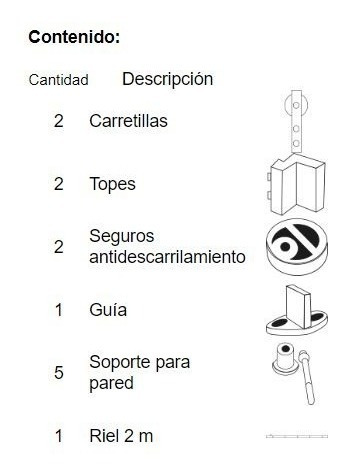 Imagen 9 de 9 de Herraje Con Riel Para Puerta Corrediza Vintage 2.00mts (jgo)