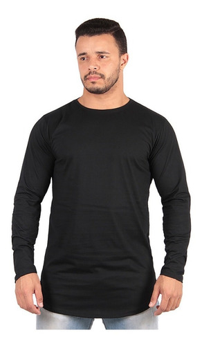 Imagem 2 de 4 de Kit 3 Camisas Blusas Camiseta Manga Longa Blusa De Frio Long