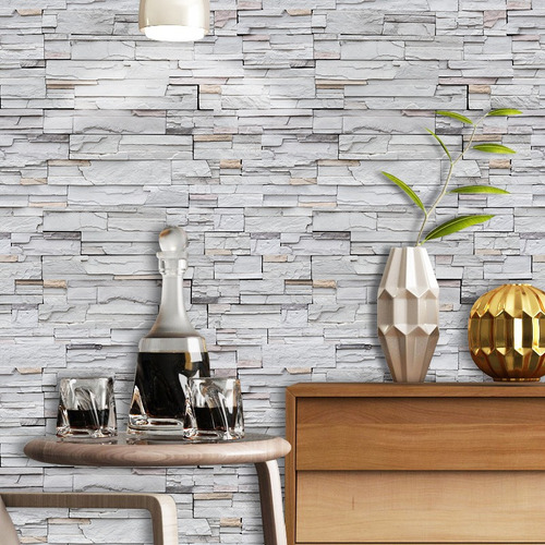 Papel Tapiz Autoadhesivo 45cm*10m Para Paredes De Piedra 3d