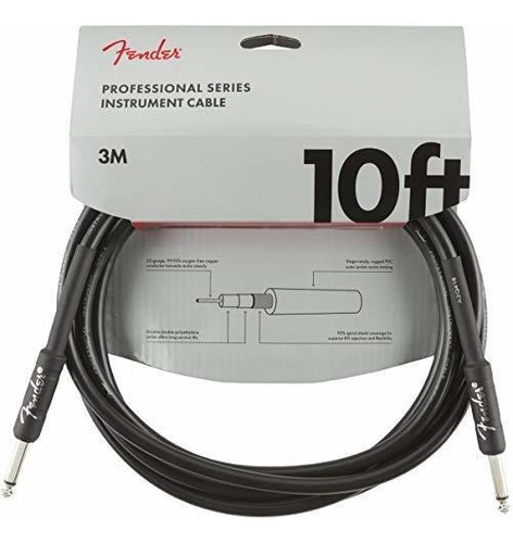 Cable Fender Profesional 10 Ft. Anti-kinking, Negro