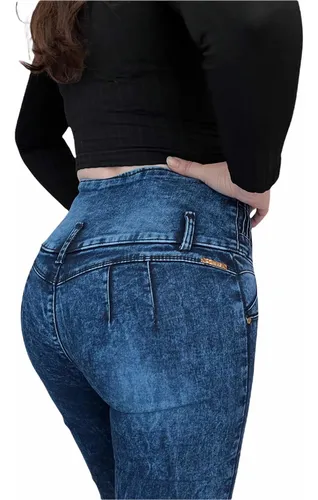 Jeans Corte Colombiano Pantalon Mezclilla Dama Stretch Majo