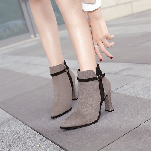 Botas De Mujer De Tacón Fino Y Punta Afilada