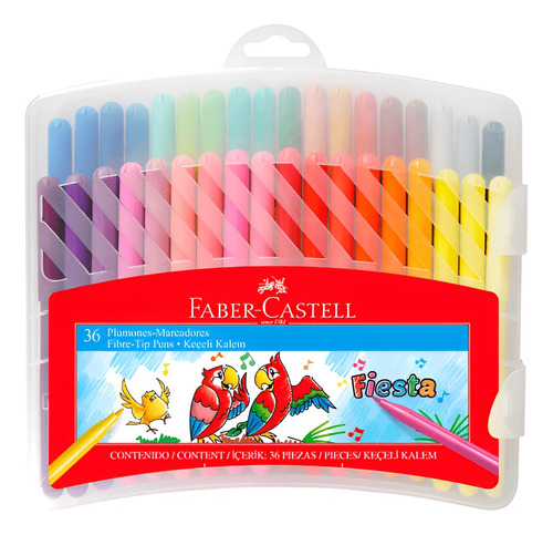 Marcadores Finos Faber Castell Caja 36 Unidades Con Estuche