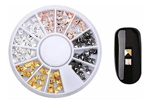 Wokoto 8 Paquete 3d Geometría Metal Nail Art Studs Kit Mix-s