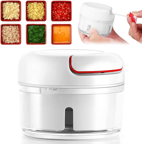 Mini Triturador De Alimentos Cortador Ajo Manual Automatico