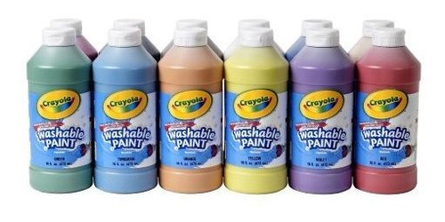 Crayola Pintura Lavable, Colores Variados, 16 Onzas, 12 Unid