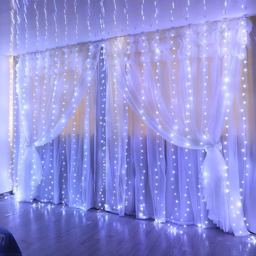 Imagen 4 de 8 de Luces Led Cortina 3x3 Cálido O Blanco Decoración Eventos