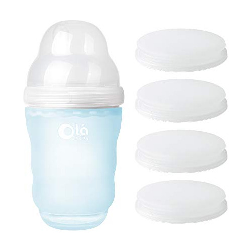 Olababy Gentle Bottle (8oz, Sky) + Paquete De Tapa De Viaje/