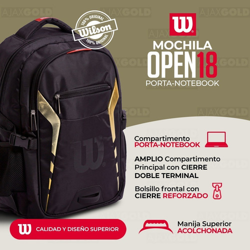 Imagen 2 de 9 de Mochila Wilson Original Porta Notebook Urbana Deportes Gym