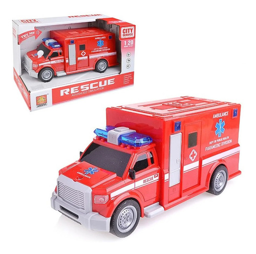 Ambulancia 20cm Fricción Luz Sonido Roja 1:20 Mundotoys 