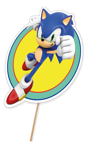 Topper Pincho Cupcake Muffins Torta X10u Sonic Turquesa Sonic 1