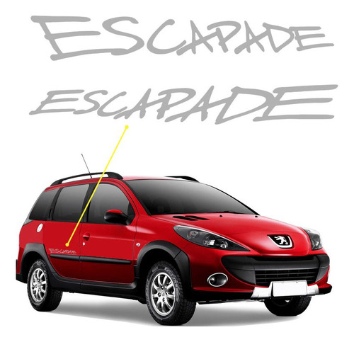 Adesivo Escapade Peugeot 206 Sw Emblema Lateral Prata