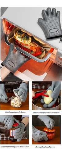 F Guantes Silicon Cocina Horno Resistente Al Calor