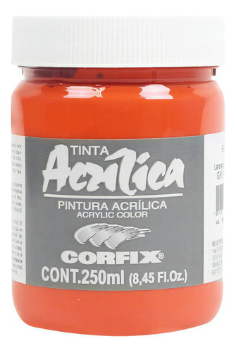 Tinta Acrílica Corfix 250ml Laranja Cádmio 126 Gr1