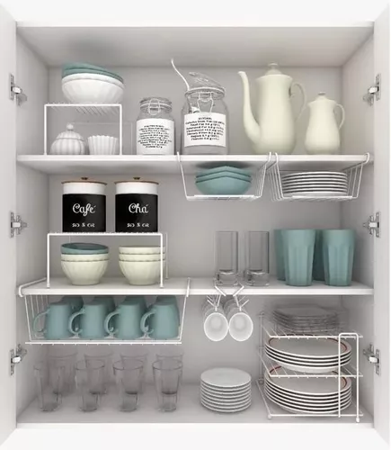 Kit organizador completo para armarios de cocina en acero, 7 unidades