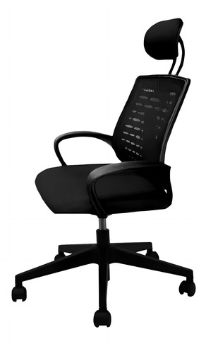 Silla de escritorio Shremwood 811 con apoyacabeza ergonómica negra con tapizado de mesh