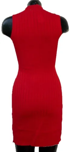 Vestido Midi Slim Fit Pegado Al Cuerpo Cuello Alto Sin Manga