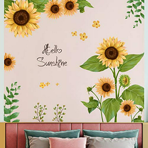 Amaonm Adhesivo De Pared De Girasol Extraíble Creativo Diy H