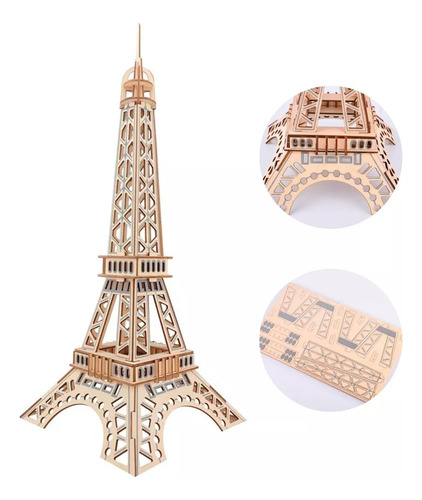 Rompecabezas 3d Madera Mdf Torre Eiffel Decoracion Juguete