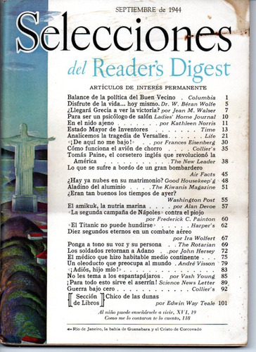 Selecciones Del Reader´s Digest Nº46 Septiembre 1944