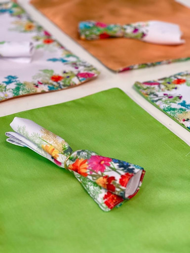 4 Individuales Doblevista + 4 Servilletas Bela Home Margaritas