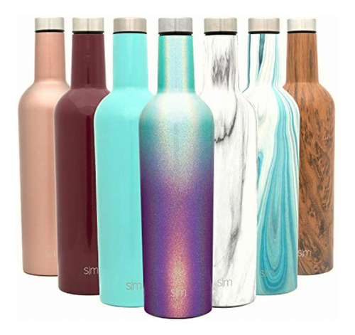 Simple Modern Spirit Botella De Vino De 25 Onzas, Doble Color Brillo: Aurora