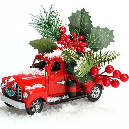 Decoración De Camión Rojo Vintage De Navidad, Decorac...