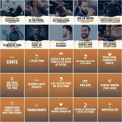 Pack Canva Barbearia Editável 200 Artes + Legendas