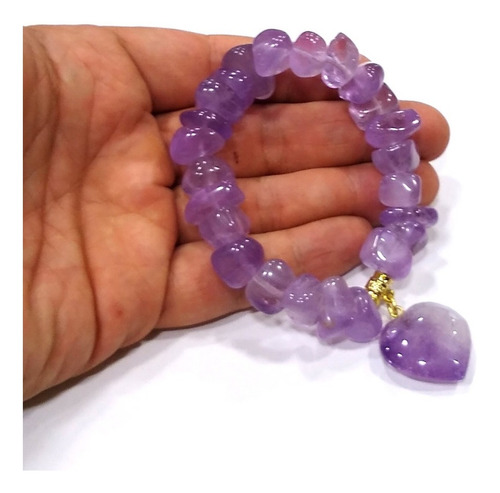 Imagem 2 de 2 de Pulseira De Ametista Pedra Brasileira Natural Boas Energias