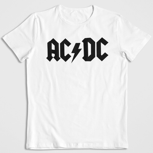 Polera Blanca Algodon Estampada Dtf Ac Dc Icono Del Rock