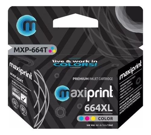 Cartucho Hp 664xl Color Compatible Maxiprint 1115 2675 3785