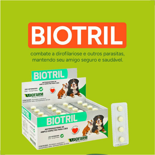 Vermifugo Caes Filhote Biotril 01-40kg 4cp