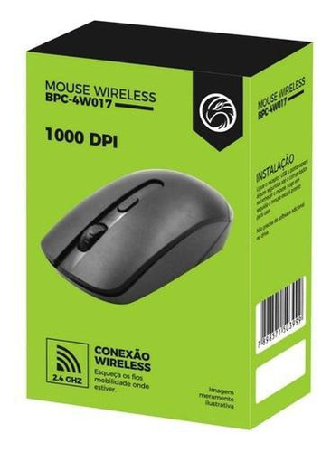 Mouse S/ Fio Optico Brazilpc Bpc-4w017 1000dpi 2,4ghz Preto