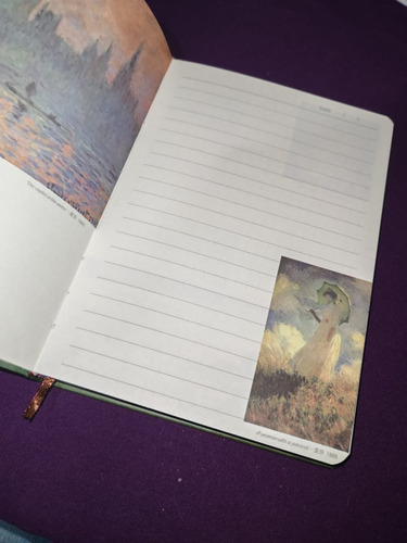 Libreta Bullet Journal Pintores Vincent Vangogh/monet 112 H Verde Musgo