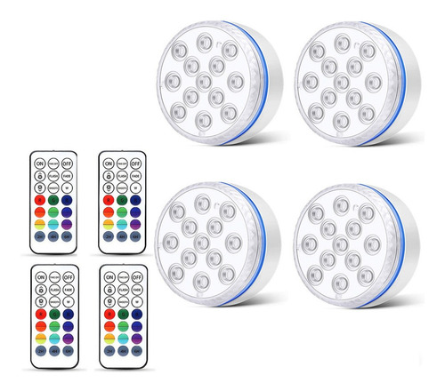 4pcs Sumergible 13 Luz Led Para Piscina Lámpara De Noche