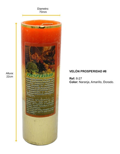 Vela Velón Veladora Especial Prosperidad 22cm #8 6und