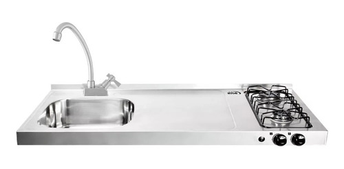 Mesón De Empotrar Abba 2 Pts Glp Mg 1.2 2pee Acero Inox