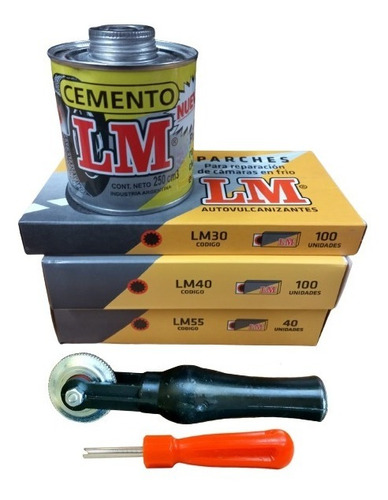 Kit Cemento Solucion 240 Parches Camara Lm +rodillo +terraja