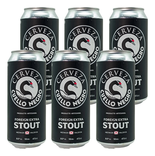 Pack 6x Cerveza Cuello Negro Stout Lata 473cc