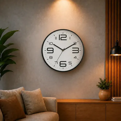 Relógio Parede Silencioso 30cm P/ Quarto Sala Cozinha Redondo Clássico Luxuoso Moderno Decoração Minimalista Cor Branco