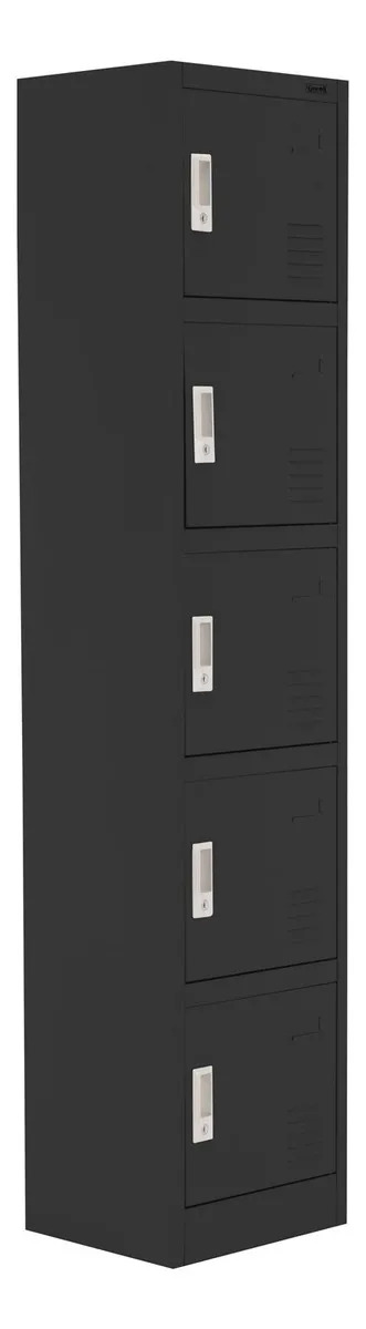 Locker Metálico 5 Puertas Guardex Negro Casillero Oficina Industrial