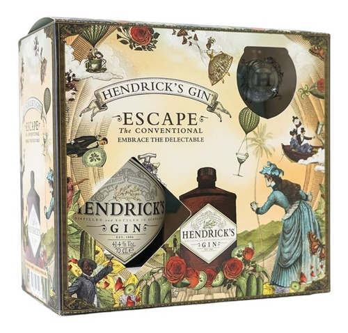 Estuche Escape Gin Hendricks 700 M + 1 Copón Para Gin Tonic 