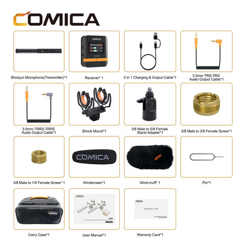 Comica Vm40 2.4g Microfone Shotgun Sem Fio Supercardióide